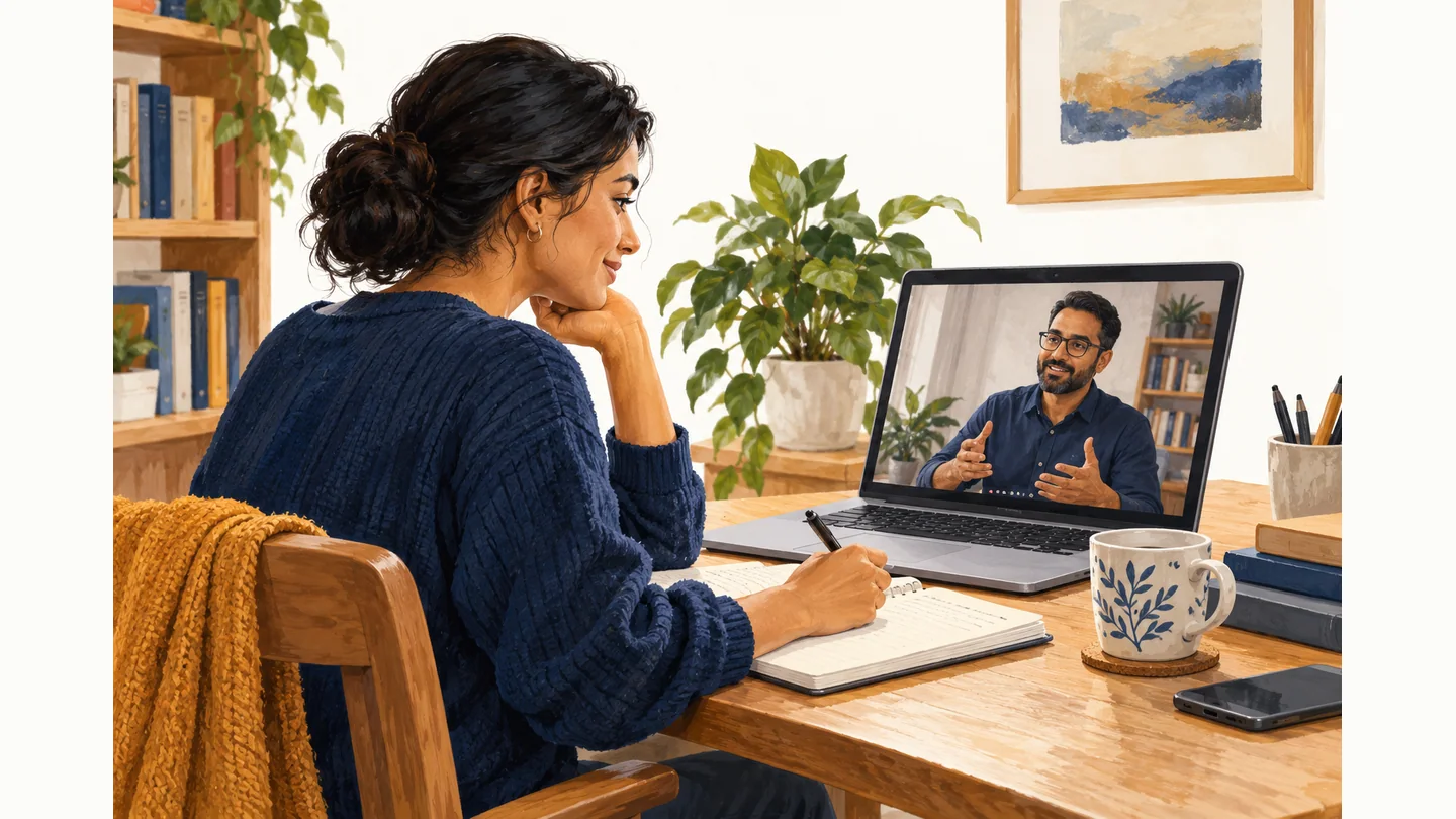A learner joining a live lesson with a human trainer