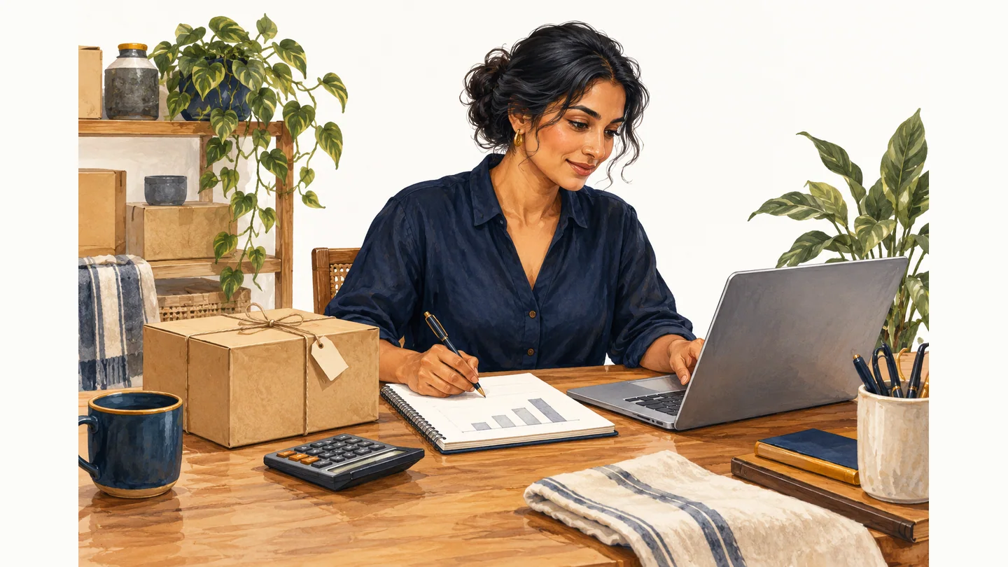 A small business planning workspace