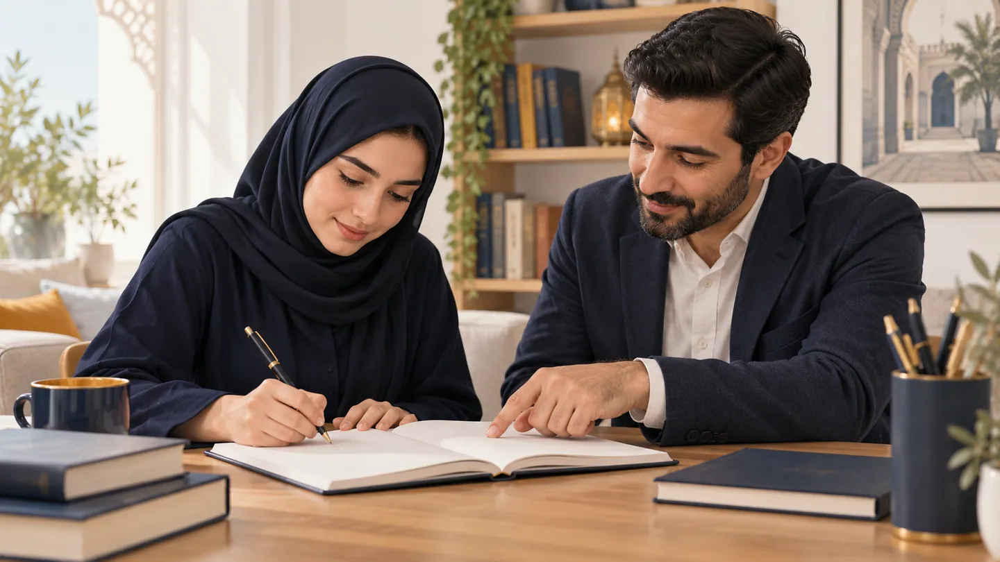 Editorial illustration of Arabic learning